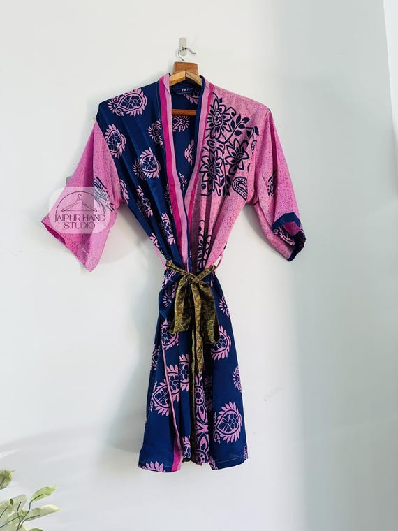 Pure silk made kimono robes | Women wear kimono | Party wear kimono | Half sleeve kimono | Printed kimono | Bridesmaid kimono | Gift for her
