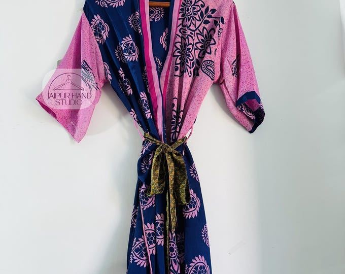 Pure silk made kimono robes | Women wear kimono | Party wear kimono | Half sleeve kimono | Printed kimono | Bridesmaid kimono | Gift for her