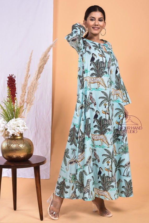 Women block print cotton dress | Special dress for special day | Handmade dress | Party wear gown | Bridesmaid dress | Gift for Christmas.