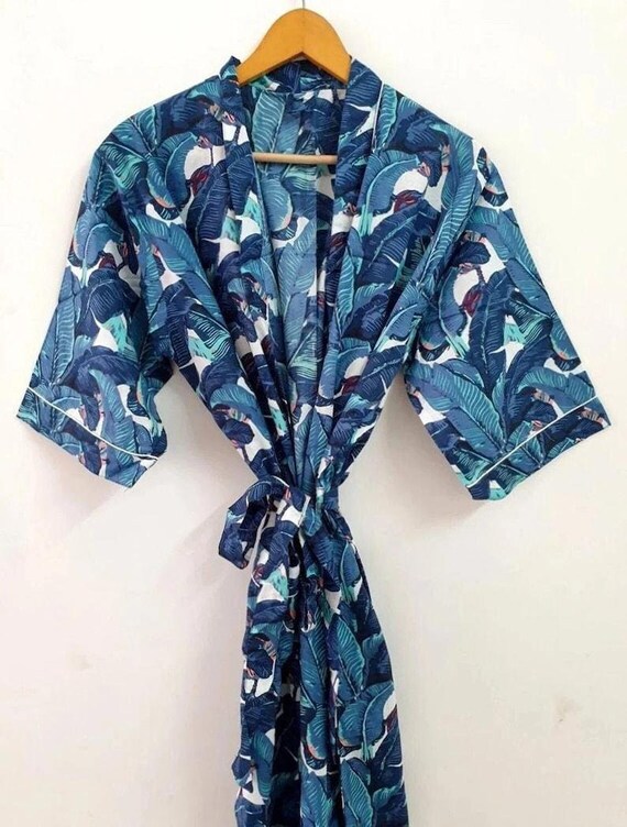 Cotton kimono robe, block print robes for women,Dressing gown, plus sized robes, Cotton Kimono, Beach Cover Up, Lounge Wear, Casual wear