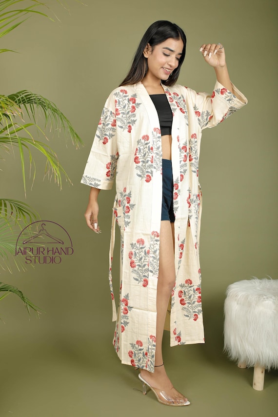 white and multicolor beautiful look floral print kimono | Beach wear robes | Women wear party robes | Bridesmaid robes | Gift for Christmas.
