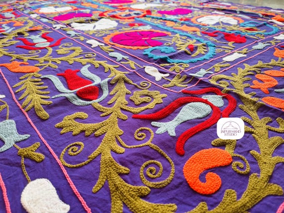 Floral Embroidery suzani throws | Wall hanging throws | suzani home decor covers | Suzani bedsheet | Suzani bedspread | Gift for Christmas.