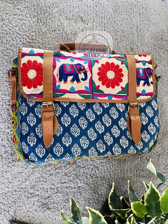cotton stitched kantha made handle bags | Light weight bags | vintage kantha made laptop bags | Children school bags | Gift for Christmas.