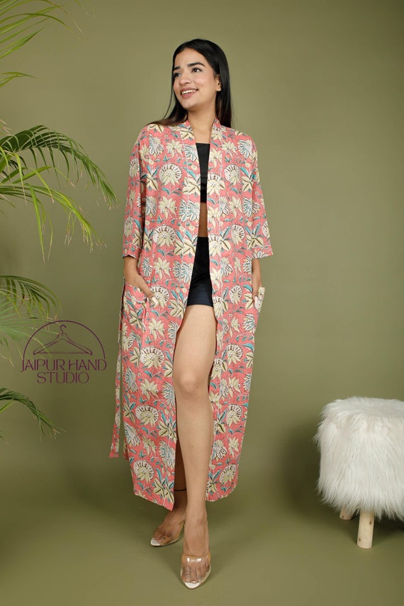 Soft cotton made bridesmaid robes | Women wear bath robes | Printed handmade robes | Beach wear kimono robes | Gift for Christmas.