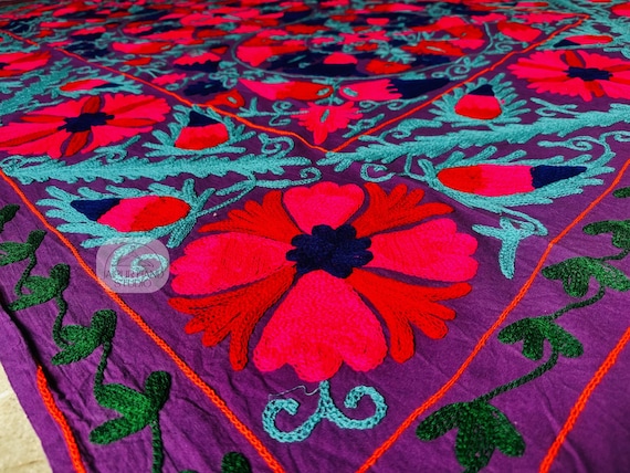 Suzani king size tapestry | Handmade Embroidery bed and sofa covers | Suzani bedspread | Suzani throws | Bridesmaid suzani | Gift for her.