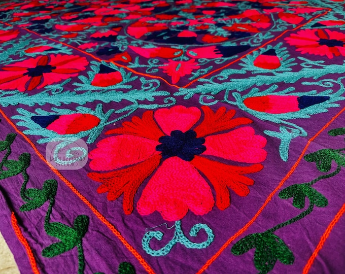 Suzani king size tapestry | Handmade Embroidery bed and sofa covers | Suzani bedspread | Suzani throws | Bridesmaid suzani | Gift for her.