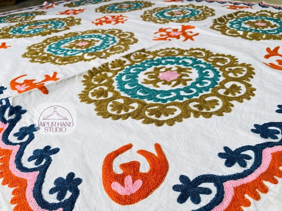 Multicolor thread handmade Embroidery made suzani bedcovers | Handmade throws | Beautiful blankets | Bridesmaid suzani | Gift for Christmas.