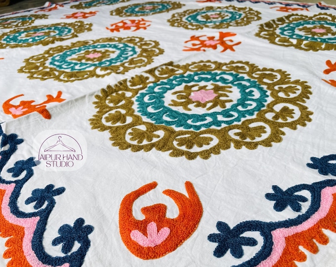 Multicolor thread handmade Embroidery made suzani bedcovers | Handmade throws | Beautiful blankets | Bridesmaid suzani | Gift for Christmas.