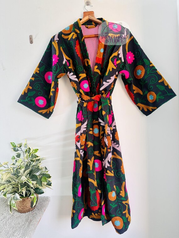 Niddle work Embroidery suzani long coat | women wear suzani kimono| Bridesmaid robes | women winter wear | suzani long jacket | Gift for her