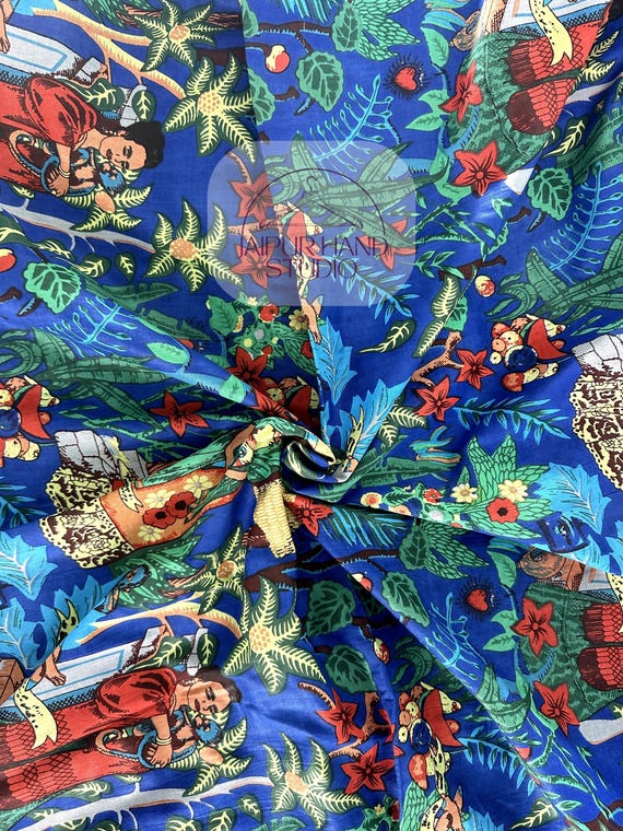 Pure Cotton Fabric, Frida Kahlo Print Fabric, Indian Fabric By The Yard, Block Print Fabric, Handmade Fabric, Women's Clothing