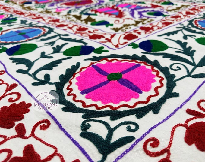 Beautiful Wollen thread Embroidery work suzani | Suzani bedspread | Niddle work suzani bedsheet | Bridesmaid suzani throws | Gift for her.