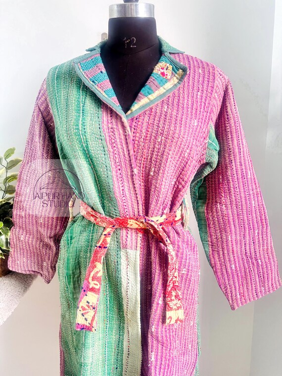 New assorted pattern kantha kimono coat, multi color coat, vintage kantha kimono bath robe, kantha long jacket, women's coat wear all season