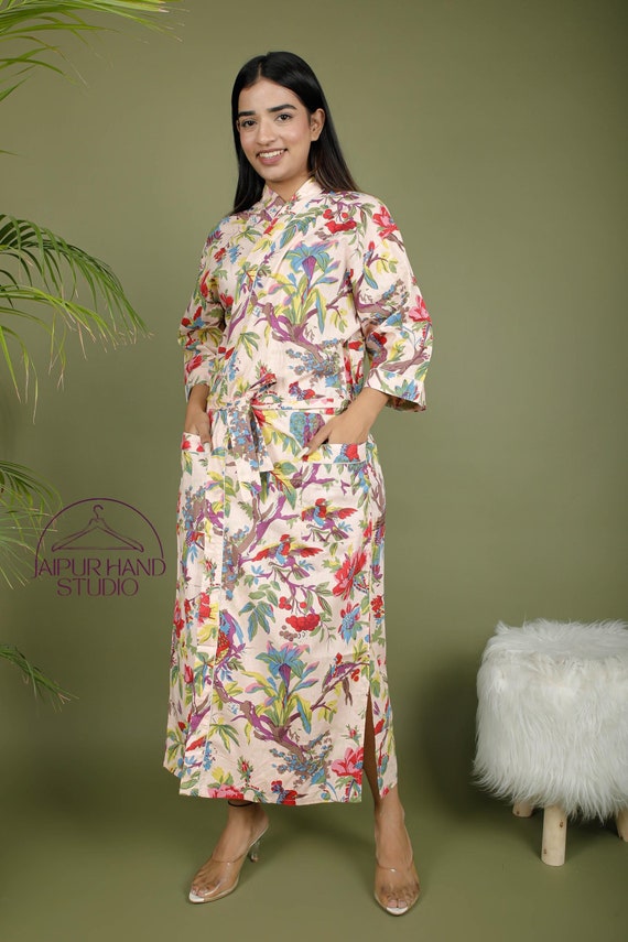 Spa resort wear luxury cotton robes | Unisex cotton bath robes | women wedding wear robe | Printed kimono | Bridesmaid robe | Gift for her.