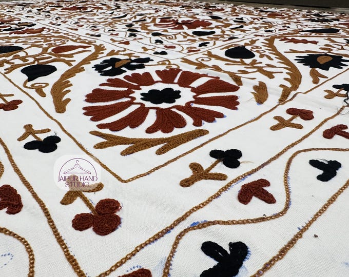 Beautiful thread Embroidery work suzani blanket | Handmade wall hanging throws | Uzbek suzani tapestry | Bridesmaid suzani | Gift for her.