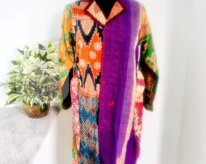 Indian made assorted jackets for women's, vintage kantha kimono bath robe for women's, wear in winter, wear in her wedding, Gift for her.
