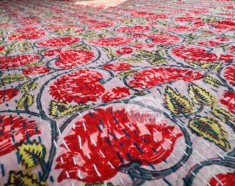 Indian handmade kantha bedspread | kantha stitched throws | Home decor kantha | cotton kantha bedcover | kantha table cover | Gift for her.