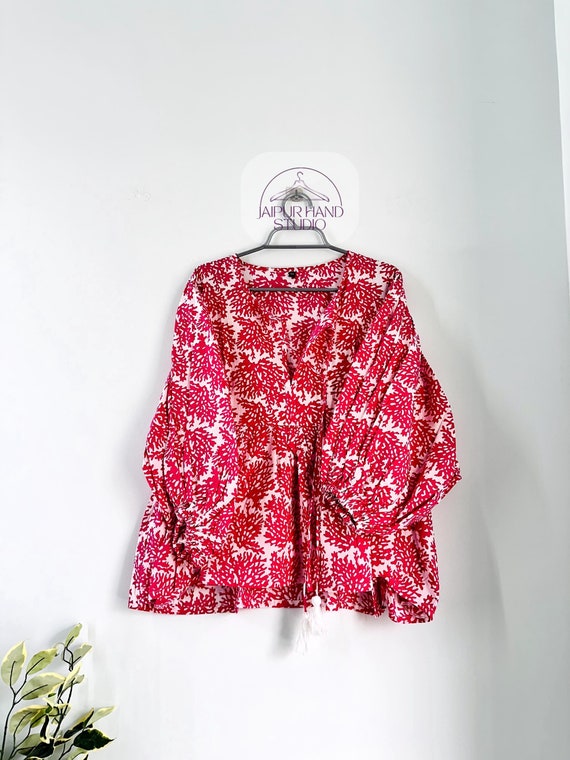 pink block print cotton Dress mini Dress, summer Dress for women, midi dress Indian Floral printed Top & Tunic Daily wear Tunic gift for her