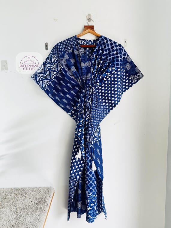 Beautiful block print cotton long maxi | Handmade women wear kaftan | Adjustable free size kaftan | Bridesmaid kaftan | Gift for her.
