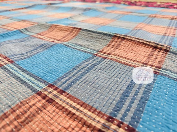 Exclusive vintage cotton kantha reversible blanket | Handmade kantha home decor | Kantha bedding-quilt | Kantha bedspread | Gift for her.