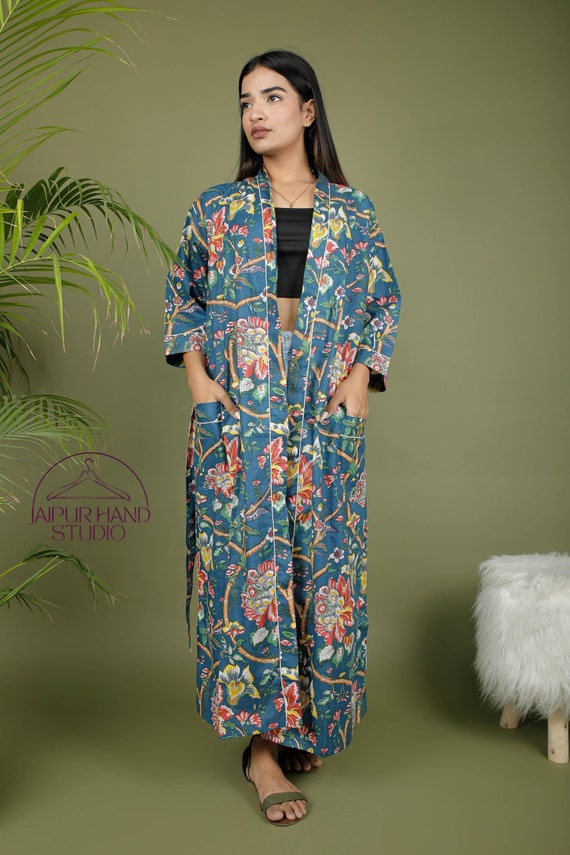 Blue color cotton kimono robes | Women bridesmaid robes | Sleepwear night gown | Beautiful Party long dress | Gift for Christmas .