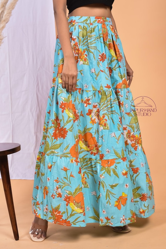 women cotton sari wraps | Block print wrap skirts | Beautiful floral print | Cotton long skirts | Bridesmaid skirts | Gift for Christmas.