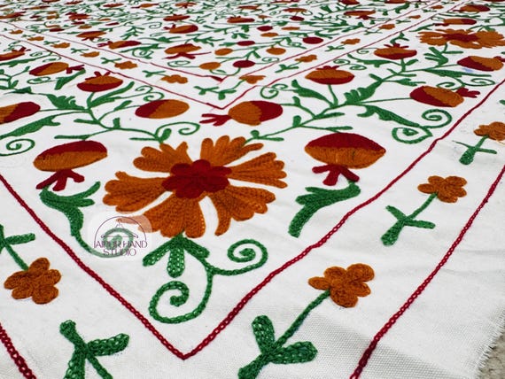 Suzani wall hanging throws | Handmade Embroidery work suzani bedspread | Suzani table cover | Bridesmaid home decor suzani | Gift for her.