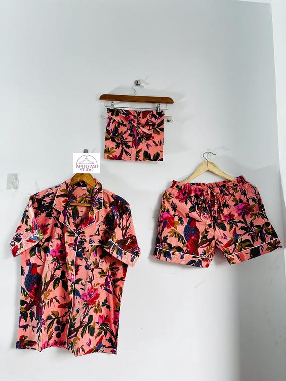 Multicolor floral print cotton short Pj set | Women wear short night suit | Women sleepwear Pj set | Bridesmaid short pajama | Gift for her.