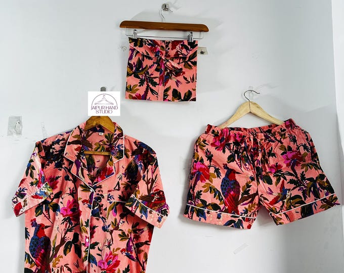 Multicolor floral print cotton short Pj set | Women wear short night suit | Women sleepwear Pj set | Bridesmaid short pajama | Gift for her.