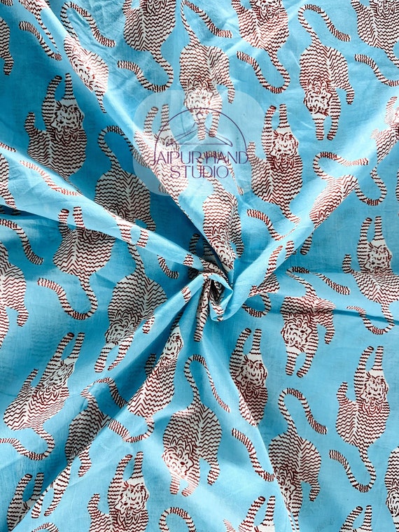 Wholesale Cotton Fabric By The Yard, Indian Hand Block Print Cotton Fabric, Tiger Print Sewing Fabric, Summer Clothing