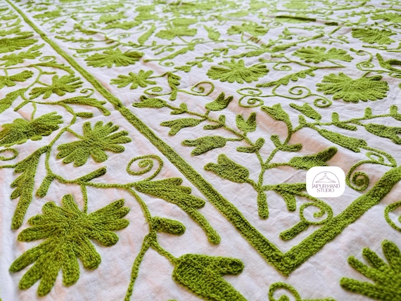 Suzani bedsheet and table cover | Suzani wall hanging throws | Handmade Embroidery soft blanket | Niddl e work tapestry | Gift for Christmas