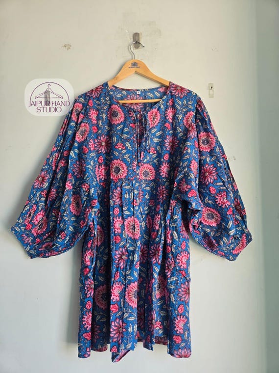 Floral print cotton midi dress | Party wear dress | Summer wear dress | Long sleeve dress | special occasion wear dress | Gift for her.