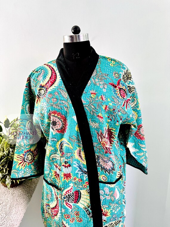 Handmade kimono | style beach wear | winter kantha jacket and coat | bohemian fine kantha kimono | morning tea robe | Gift for her