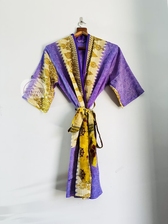 Women wear silk kimono | Handmade half sleeve kimono robe | Beach wear robes | Printed silk kimono | Bridesmaid kimono robe | Gift for her.