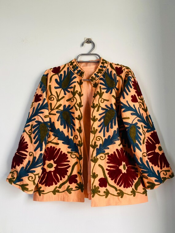 Cotton Suzani Jacket Women Wear Front Open Jacket HandMade Vintage suzani Jacket , Coats , New Style
