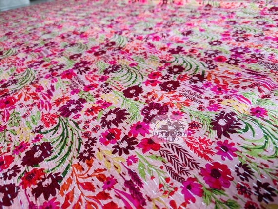100% pure cotton stitching kantha bedspread | kantha queen size bedcover | kantha stitched cotton throws | kantha table cover | Gift for her