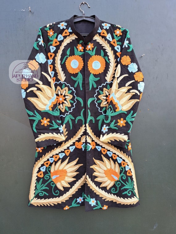 Womens Suzani coat, suzani jacket, Indian Cotton embroidery jacket, Handmade embroidery coat, Suzani kimono robe, Cotton quilted Boho jacket