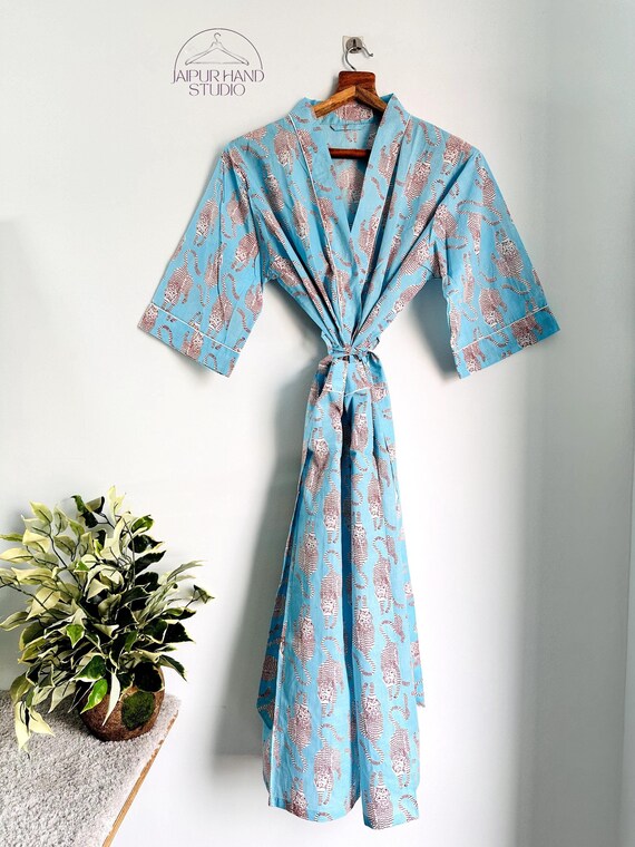 EXPRESS DELIVERY- Cotton kimono Robes, Bird print Kimono, Soft and comfortable Bath robes, wrap dress, House Coat Robe. Women unisex dress