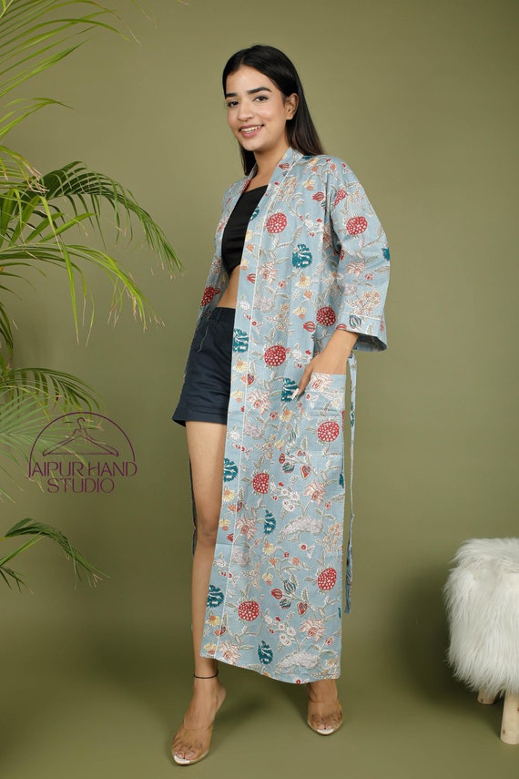 Women wear cotton long dress | Pure cotton made bath robes | Floral block print beach wear robes | Bridesmaid robes | Gift for Christmas.