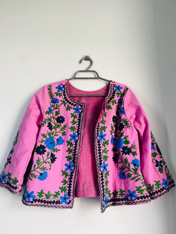 Hand Embroidered Short Suzani Jacket Classical Jacket Robe TNT Suzani Jacket