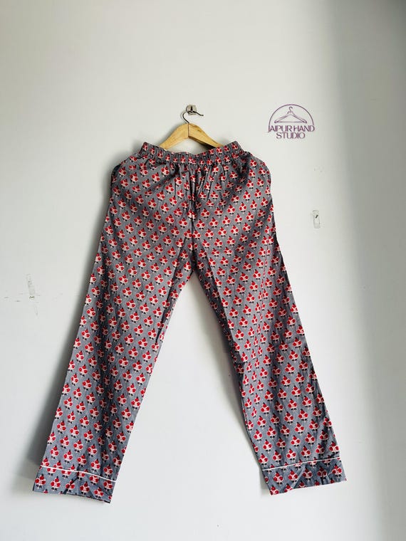 Grey color women wear pajamas | Women night wear pajama | Long sleeve pajamas | Block print pajama | Bridesmaid pajamas | Gift for her.