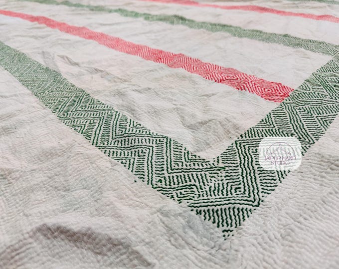 Indian handmade vintage kantha throws | Kantha home decor | Wall hanging throws | Kantha table cover | Kantha bedspread | Gift for Christmas