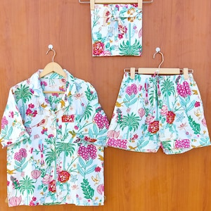 floral Print short Pajamas, Animal Print Pure Cotton Pj’s, Pajamas Set ,Indian Cotton,Night Wear, Soft Cotton Night Suit- Gift for her