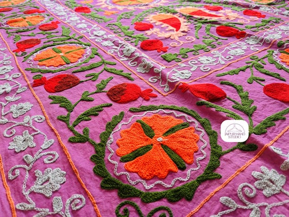 purple color beautiful suzani bedcover | Suzani home decor | Suzani bedsheet | Suzani table cover | Suzani tapestry | Gift for Christmas.
