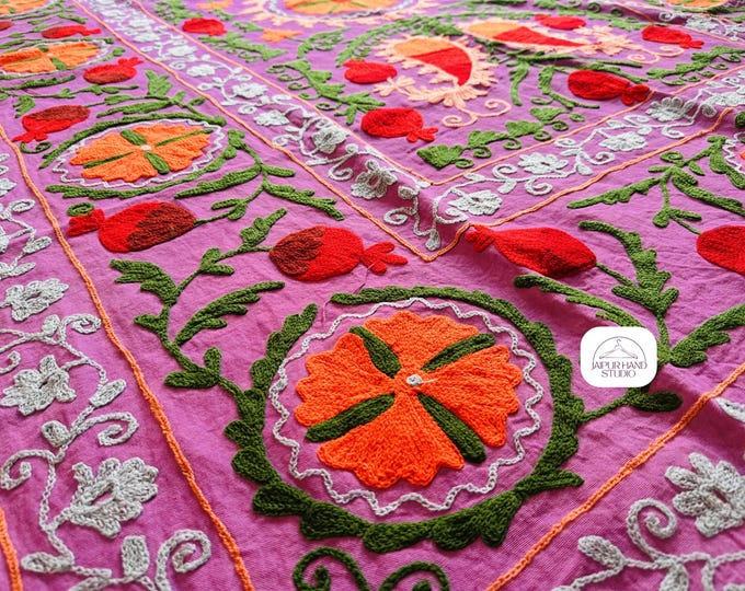 purple color beautiful suzani bedcover | Suzani home decor | Suzani bedsheet | Suzani table cover | Suzani tapestry | Gift for Christmas.