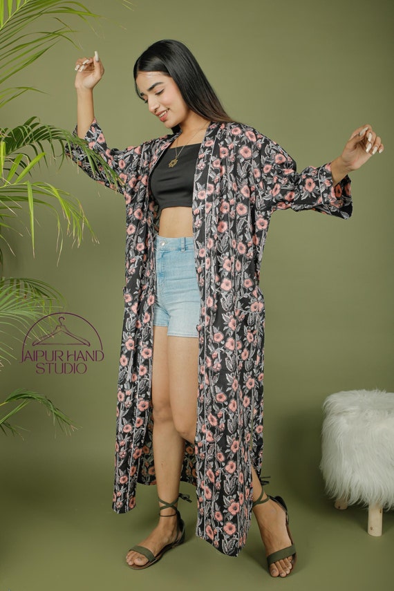 Black color Luxury summer wear kimono | 100% pure cotton bath robes | Women wedding wear robes | Bridesmaid robes | Gift for Christmas.