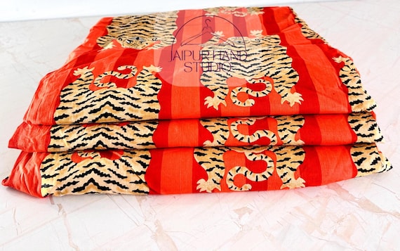 New Animal Print Cotton Fabric, Tiger Print Fabric By The Yard, Indian Handmade Fabric, Kids Clothing, Women's Clothing