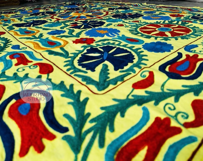 Uzbek suzani Queen size tapestry | Boho suzani bedspread | Suzani soft blankets | Suzani bedsheet | Bridesmaid suzani | Gift for Christmas.