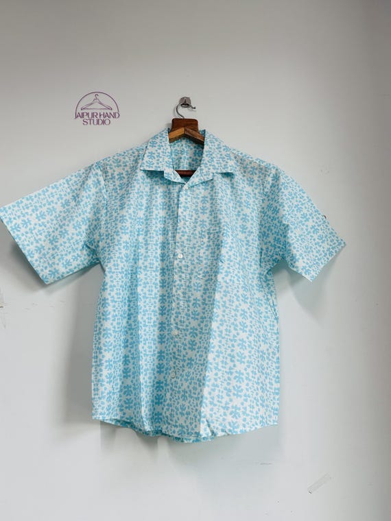 Blue and white color floral print shirt | Full and half sleeve shirts | Home wear shirts| Beach wear shirts | Bridesmaid shirt| Gift for her