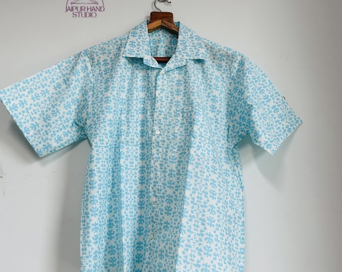 Blue and white color floral print shirt | Full and half sleeve shirts | Home wear shirts| Beach wear shirts | Bridesmaid shirt| Gift for her