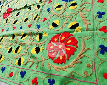 suzani bedsit Multi Color Suzani Bedspread, Indian Handmade Floral Bedcover, Bohemian Suzani Throw Blanket, Cotton Bedsheet, Houseweart